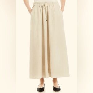 2/$30 Max Studio Textured Crop Maxi Skirt in Heathered Oatmeal Tan Small NWT
